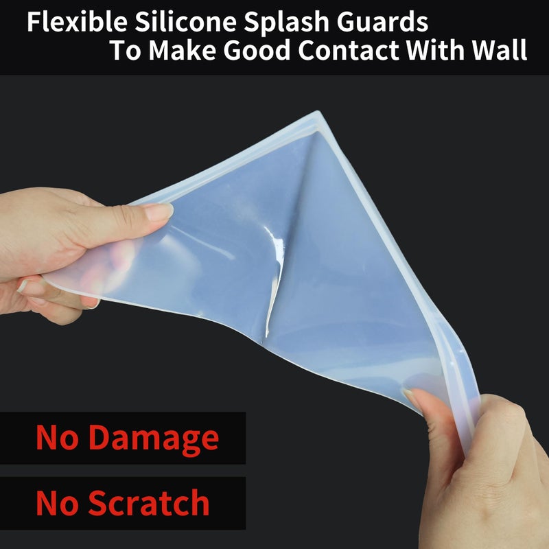 Mofason Silicone Shower Splash Guard  Clear Bathtub Corner Splash Guard  Bathroom Shower Water Guard with Adhesive for Fixing  Can Be Used in Washbasin  Tubs  Sinks Etc - 2Pack - Image 4